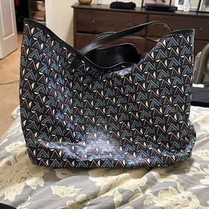 Stella and Dot Geometric Patterned Tote Bag - Black and Multicolor